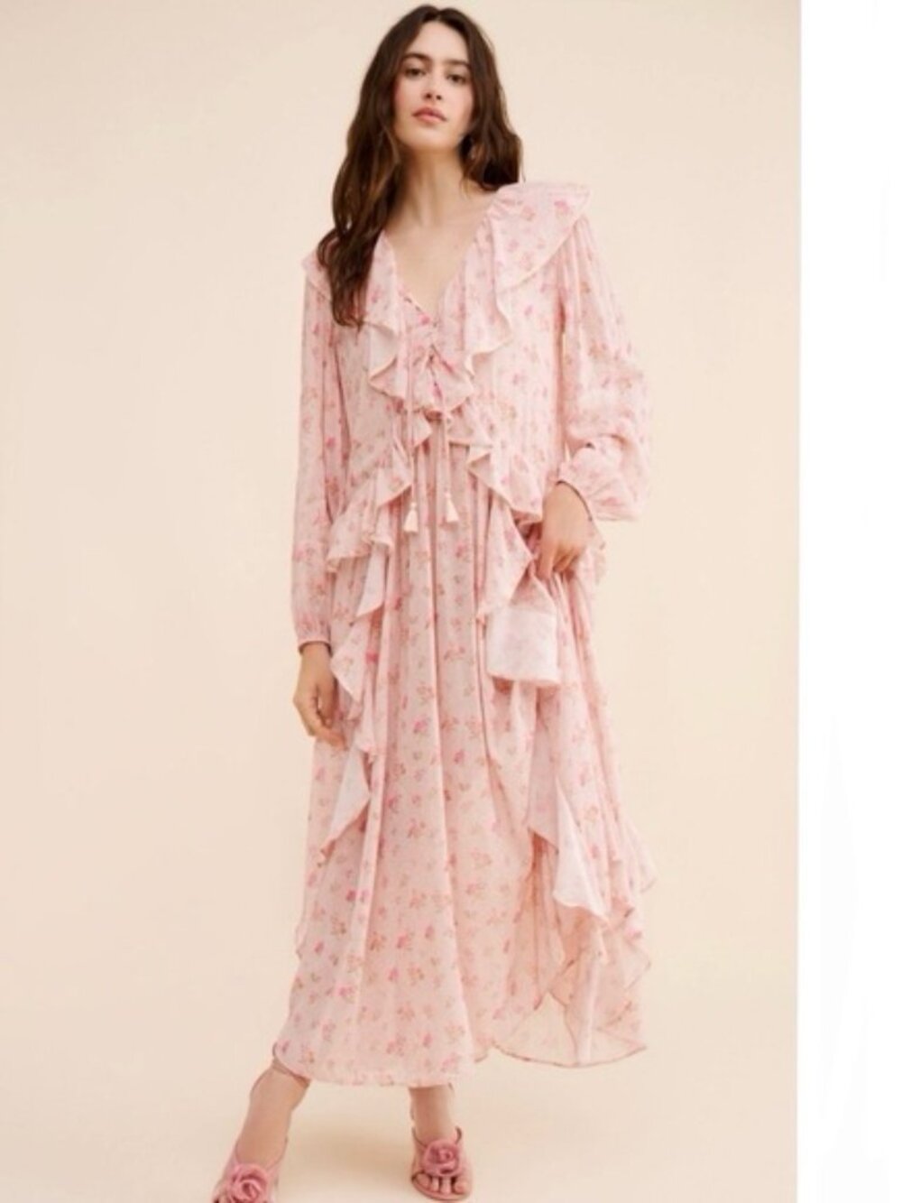 Spell & The Gypsy Fleur Ruffle Gown pink maxi dress large floral boho bohemian